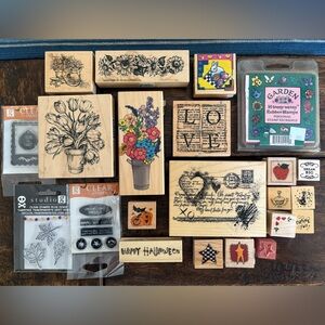 Bundle of Assorted Themes & Holiday Rubber Stamps